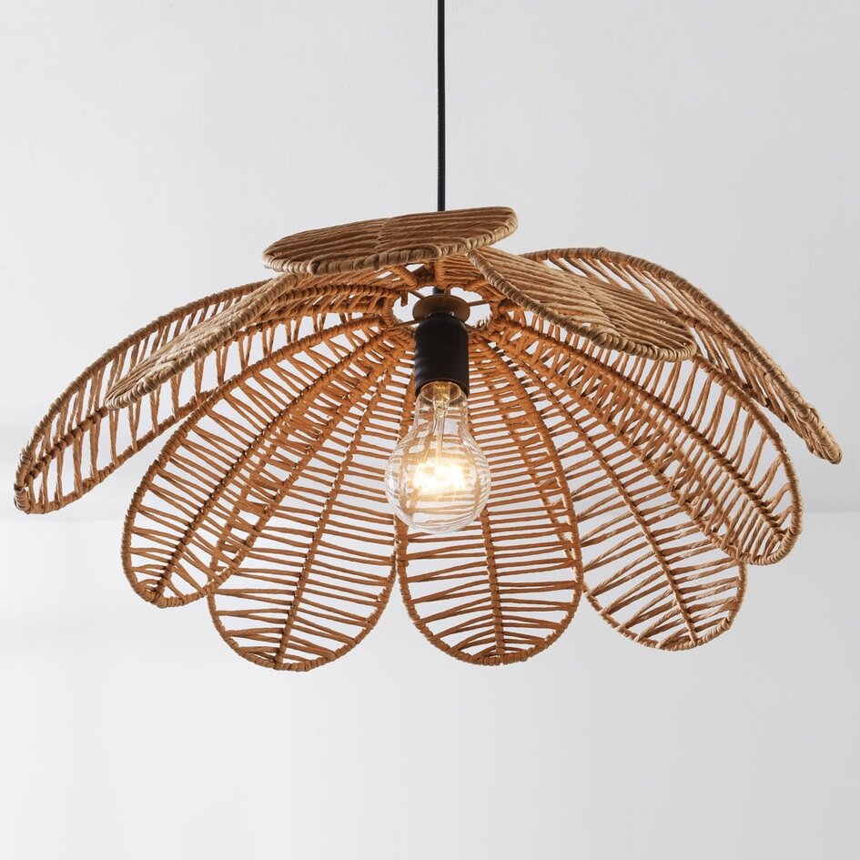 Naturalna lampa wisząca boho Tawi z otwartym kloszem