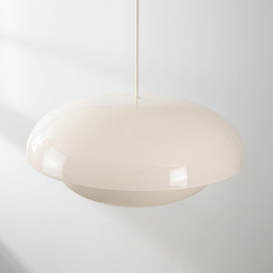 Nowoczesna lampa wisząca w stylu retro Orbia w jasnym beżowym połysku