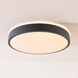 Nowoczesna lampa sufitowa Arvid z efektem ciemnoszarego kamienia, 3-stopniowo ściemnialna, Ø40 cm