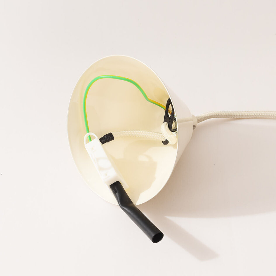 Lampa wisząca Calyx w błyszczącym jasnym beżu z białym wnętrzem
