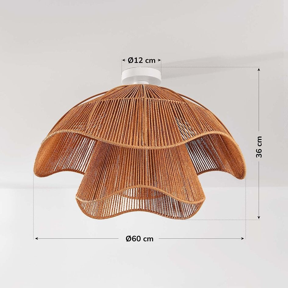 Naturalna lampa sufitowa Eira z papierowego sznurka o organicznym kształcie