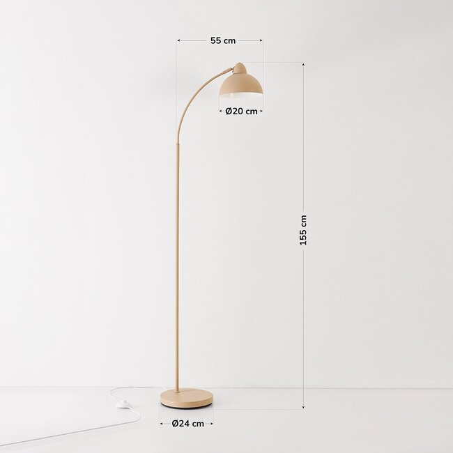 Lampa łukowa stojąca Arc z beżowym metalowym kloszem