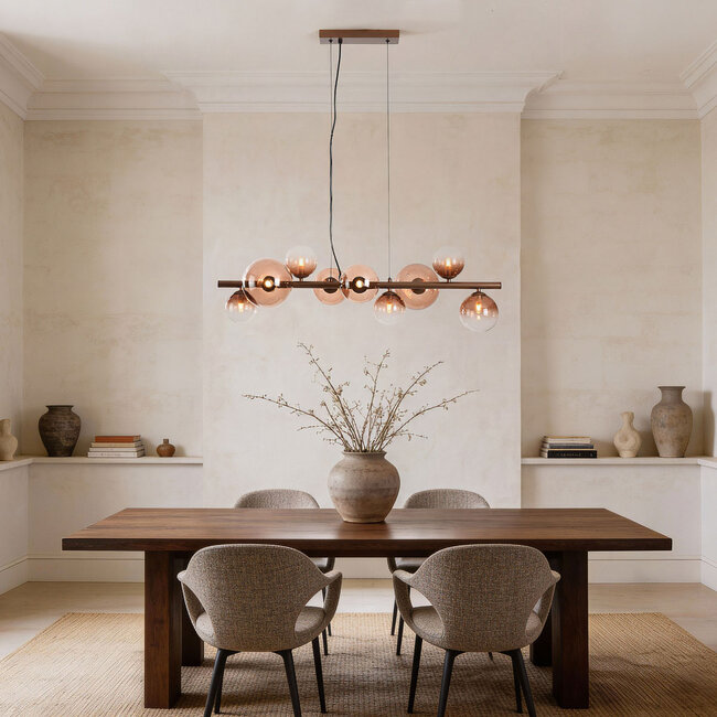 Design lampa wisząca Ennea 9-światła z brązowym szkłem ombre