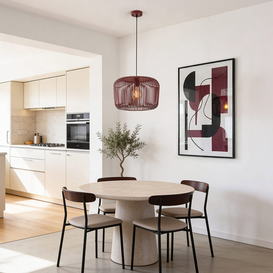 Lampa wisząca Viro z czerwonego metalu – Ø38 cm