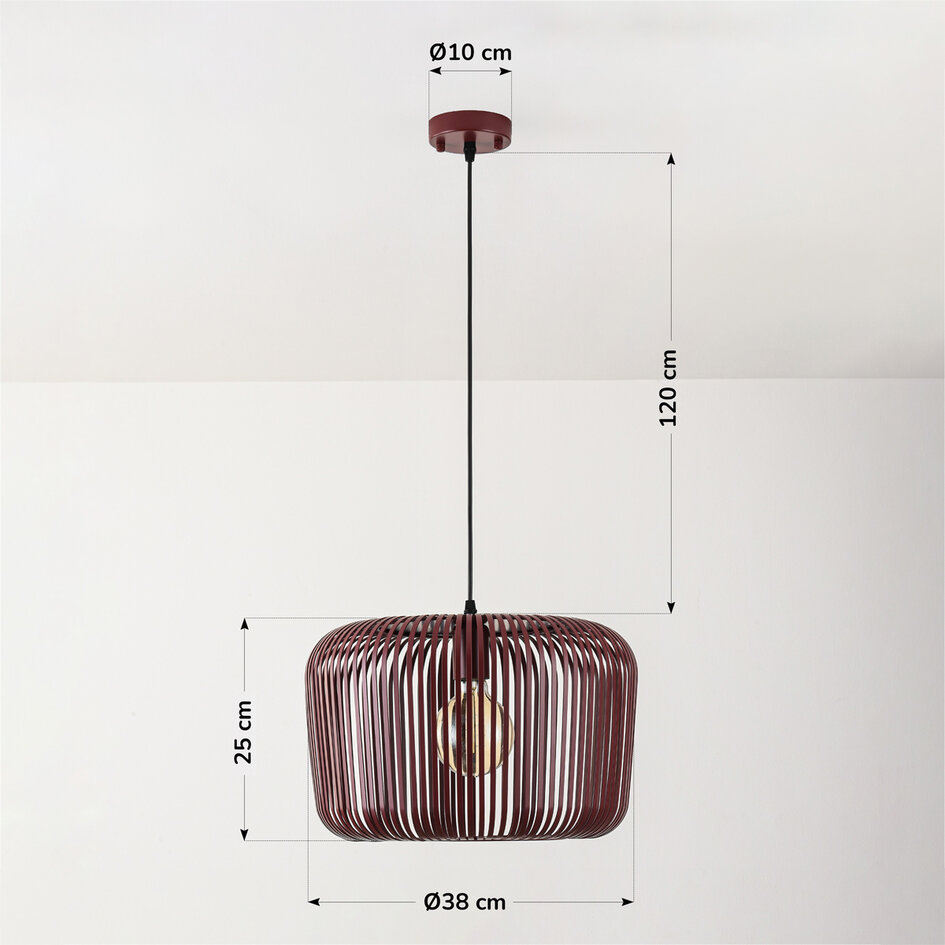 Lampa wisząca Viro z czerwonego metalu – Ø38 cm
