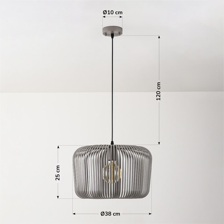 Lampa wisząca Viro z jasnoszarego metalu – Ø38 cm