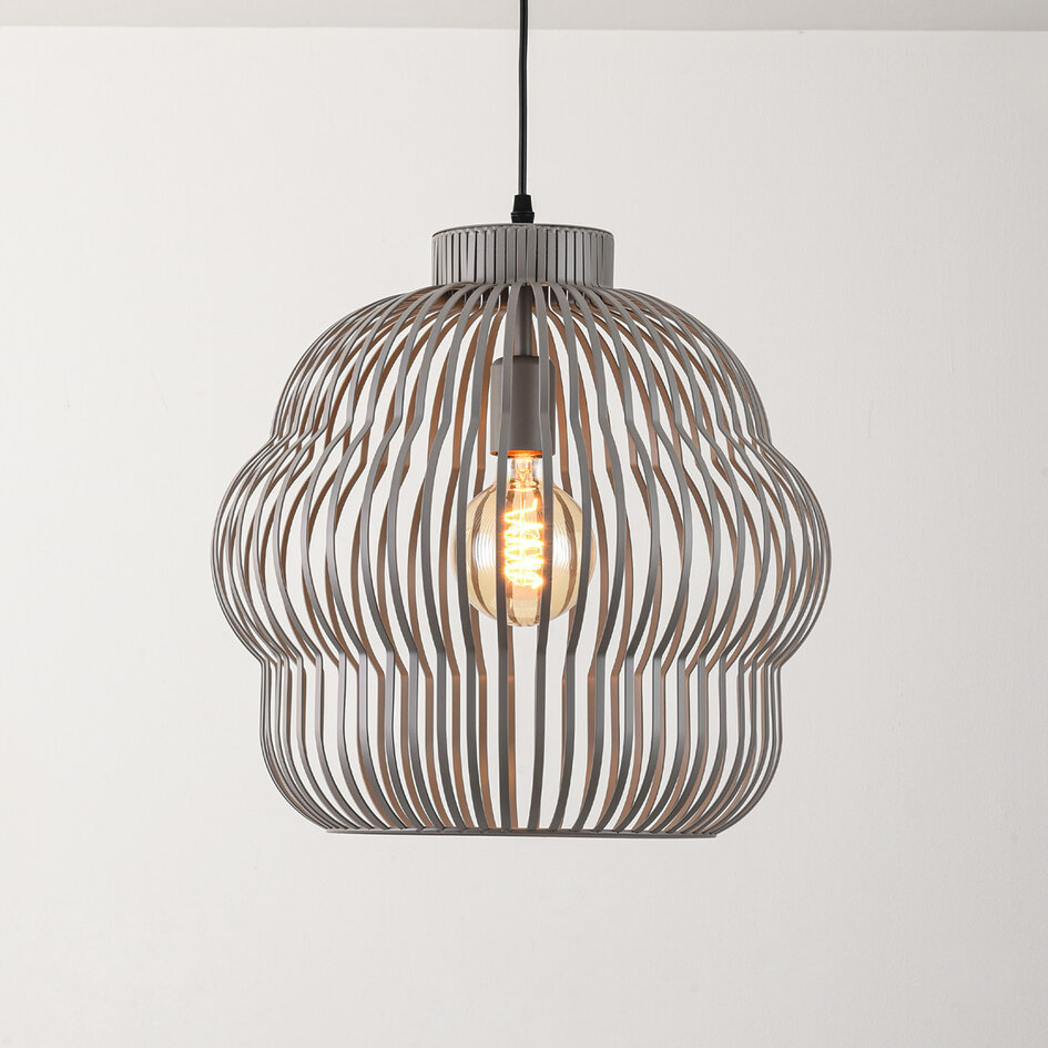 Lampa wisząca Kavo z jasnoszarego metalu – Ø40 cm