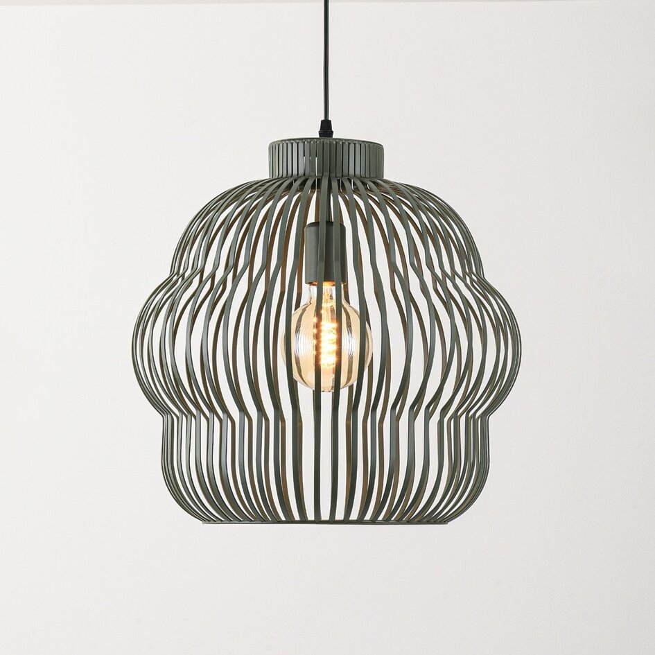 Lampa wisząca Kavo z zielonego metalu – Ø40 cm