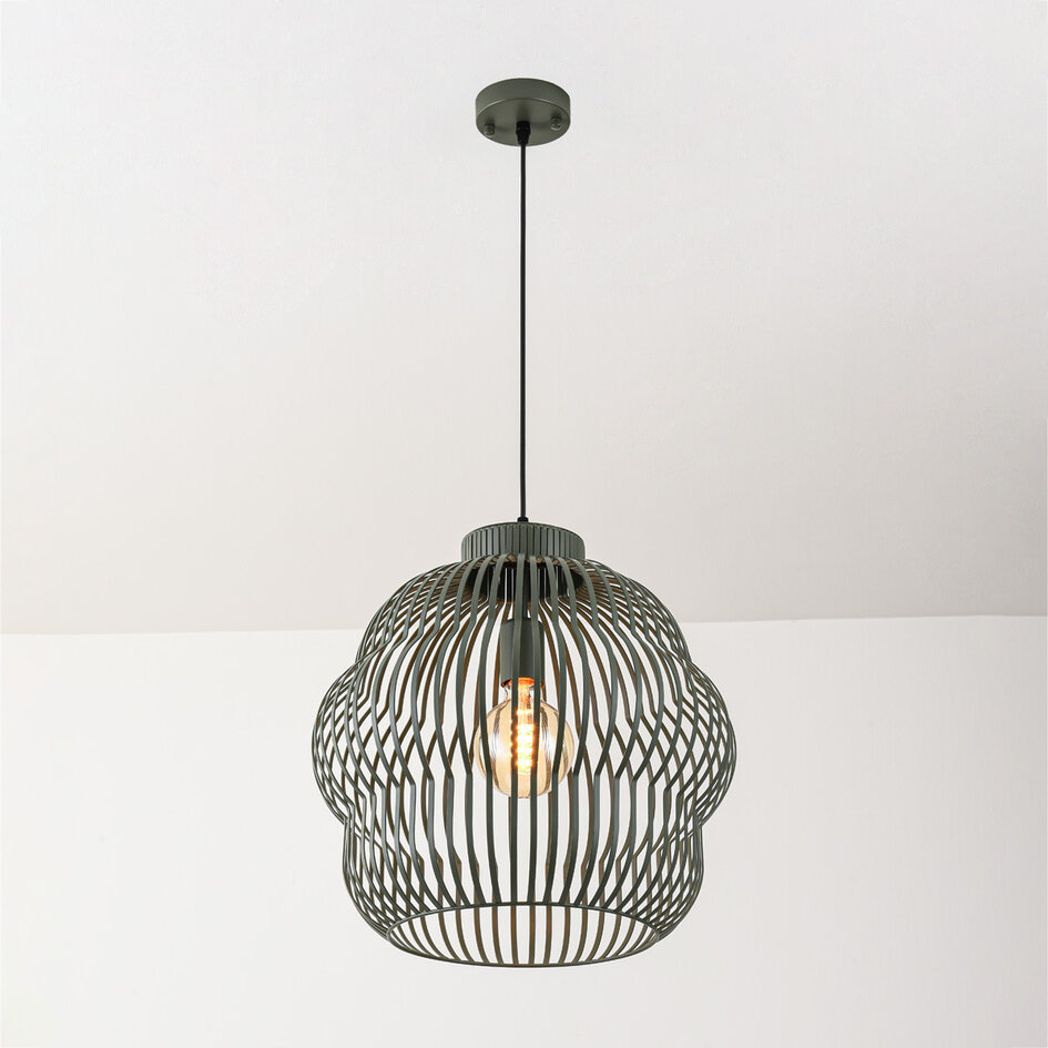 Lampa wisząca Kavo z zielonego metalu – Ø40 cm