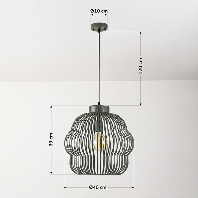 Lampa wisząca Kavo z zielonego metalu – Ø40 cm