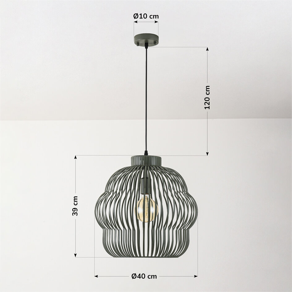 Lampa wisząca Kavo z zielonego metalu – Ø40 cm
