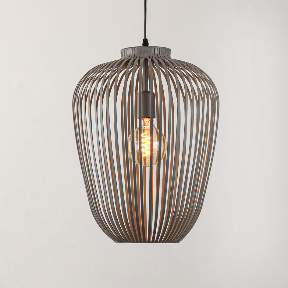 Lampa wisząca Taro z jasnoszarego metalu – Ø35 cm