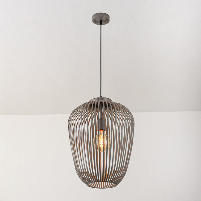 Lampa wisząca Taro z jasnoszarego metalu – Ø35 cm