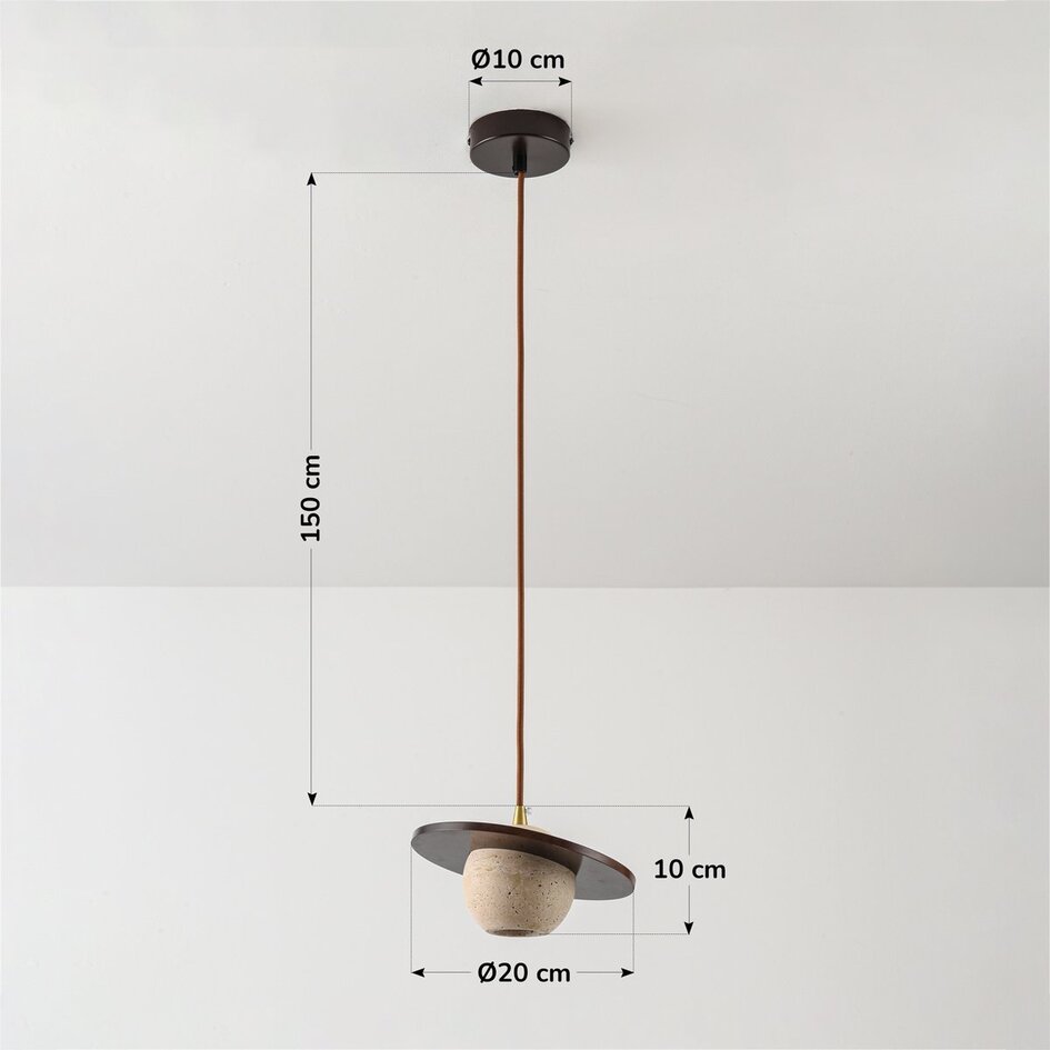 Lampa wisząca Tona z trawertynu (kamień naturalny) i drewna