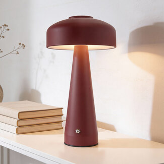 Lampa grzybkowa Soma akumulatorowa w kolorze czerwonym z dotykowym ściemniaczem i regulowaną barwą światła
