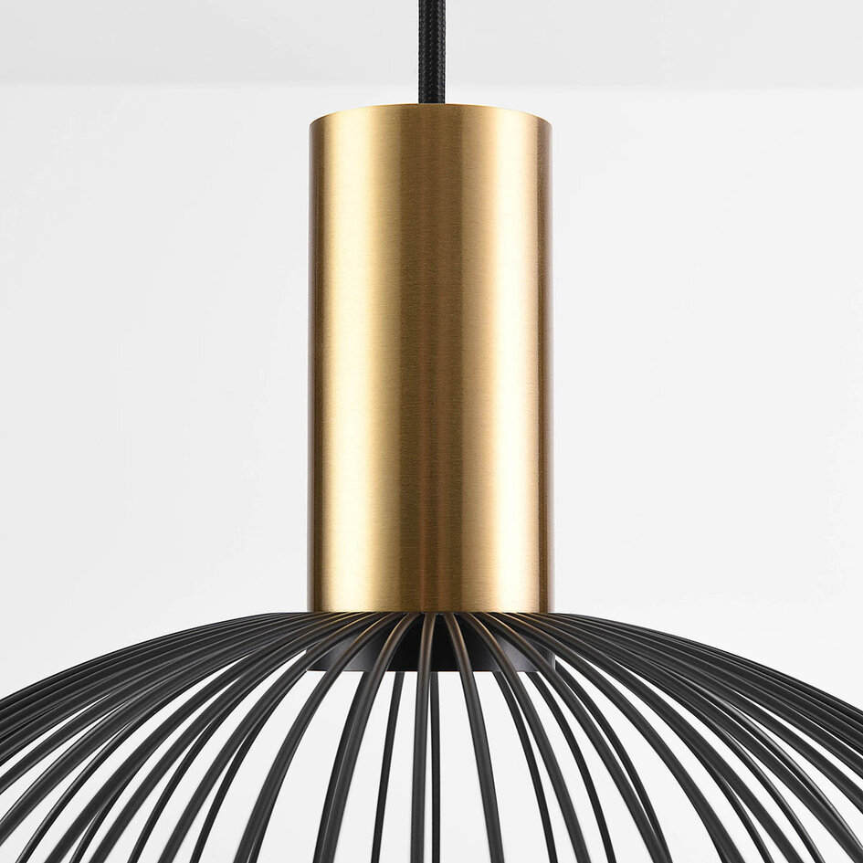 Lampa wisząca Nobla z czarnego i złotego metalu Ø40 cm