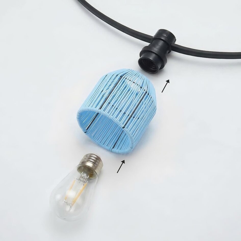 Klosz do girlandy świetlnej o wyglądzie rattanu - jasnoniebieski