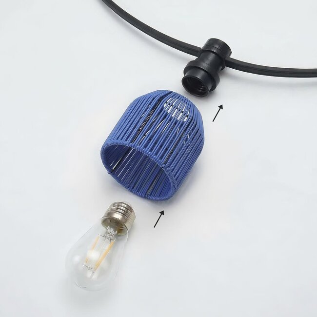 Klosz do girlandy świetlnej o wyglądzie rattanu - ciemnoniebieski