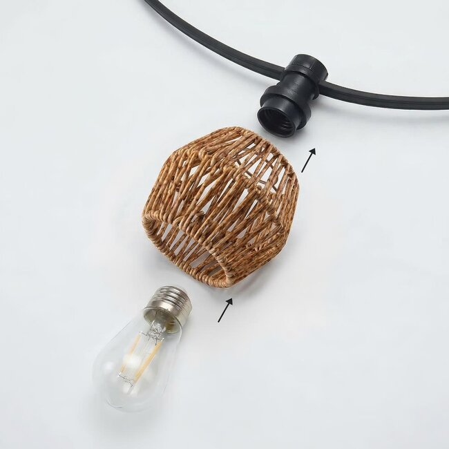 Klosz do girlandy świetlnej o wyglądzie rattanu - melanżowy żółtobrązowy