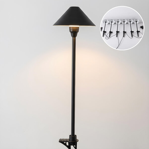 Zestaw 6 kompaktowych lamp zewnętrznych z pilotem – czarne z diodami LED ściemnialnymi
