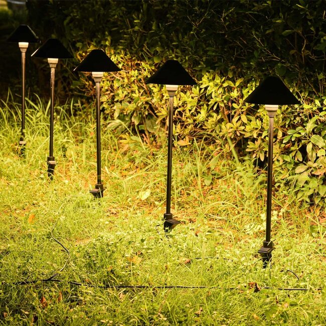 Zestaw 6 kompaktowych lamp zewnętrznych z pilotem – czarne z diodami LED ściemnialnymi