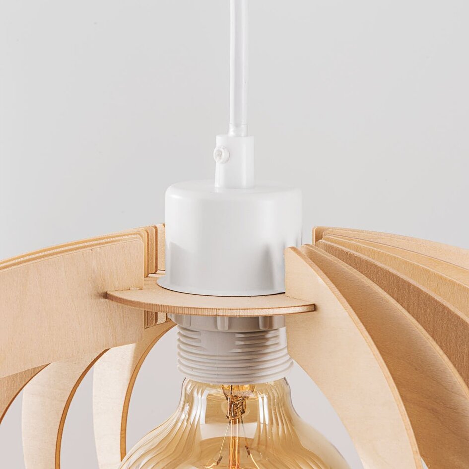 Lampa wisząca Lysa z drewnianym otwartym kloszem – naturalny