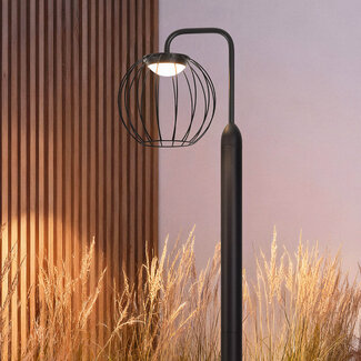 Nowoczesna lampa stojąca zewnętrzna Eclipso – czarna z ciepłą bielą