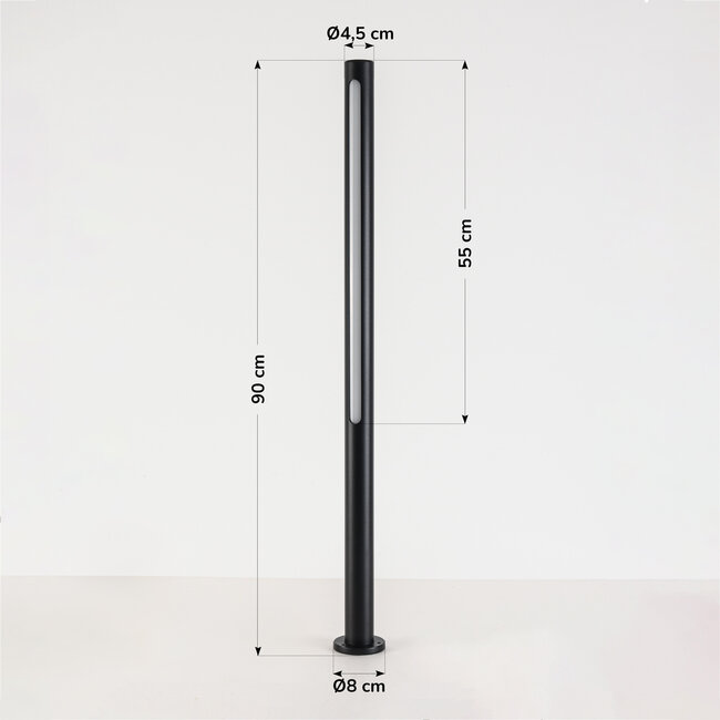 Zewnętrzna lampa podłogowa Corten 90 cm – czarna z wbudowanym źródłem LED