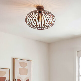 Lampa sufitowa Grata w kolorze brązowym z otwartą metalową ramą