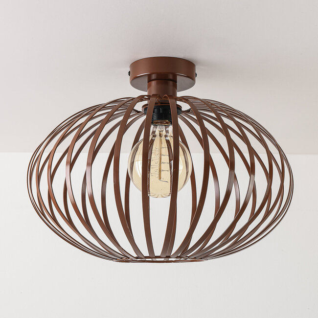 Lampa sufitowa Grata w kolorze brązowym z otwartą metalową ramą