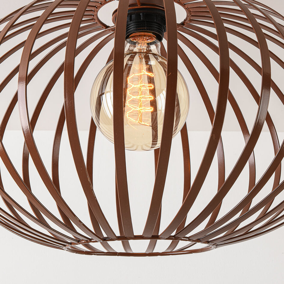 Lampa sufitowa Grata w kolorze brązowym z otwartą metalową ramą