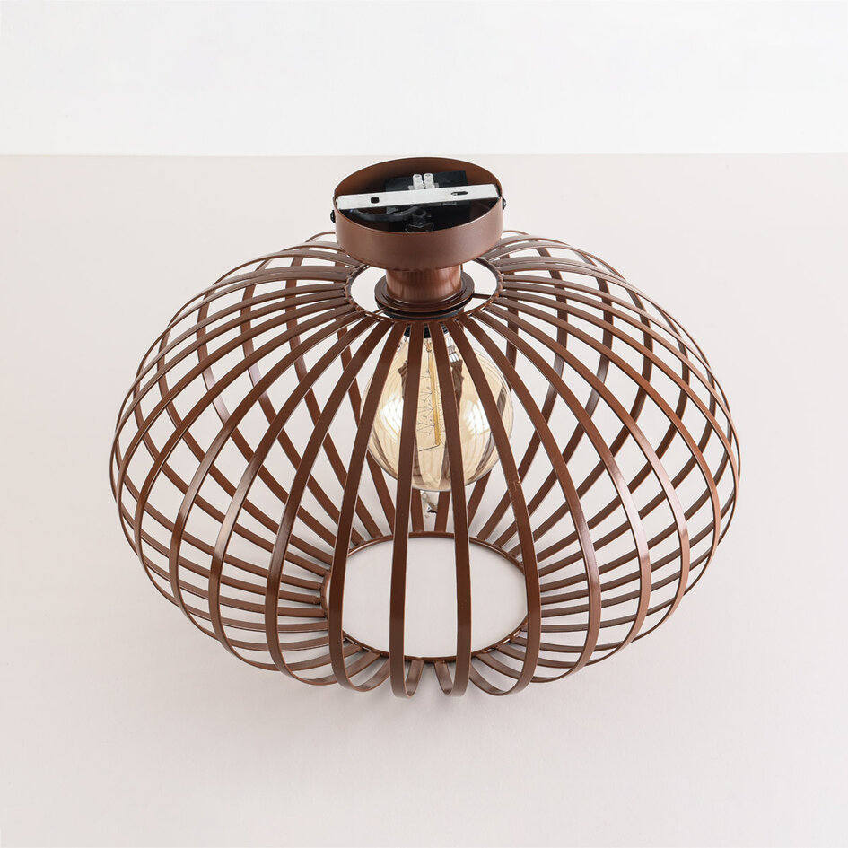 Lampa sufitowa Grata w kolorze brązowym z otwartą metalową ramą