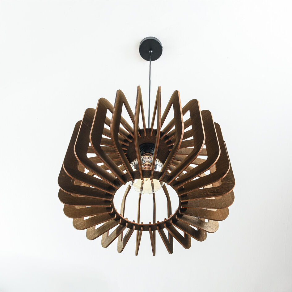 Lampa wisząca Inzai z ciemnego drewna – okrągła