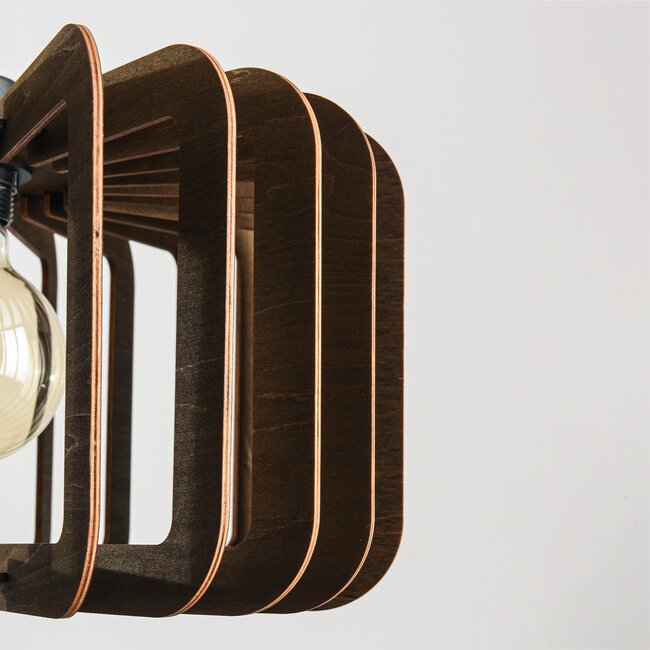 Lampa wisząca Inzai z ciemnego drewna – okrągła