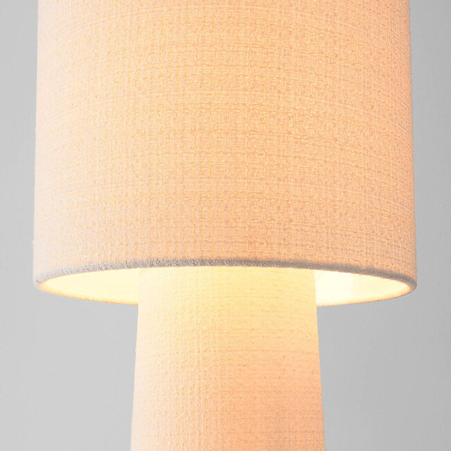 Lampa podłogowa Japandi Lumo, lniana, w kolorze złamanej bieli