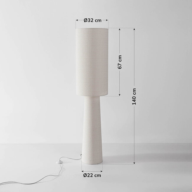 Lampa podłogowa Japandi Lumo, lniana, w kolorze złamanej bieli