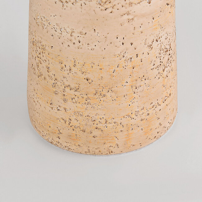 Lampka stołowa Verla z lnianym kloszem i podstawą imitującą trawertyn