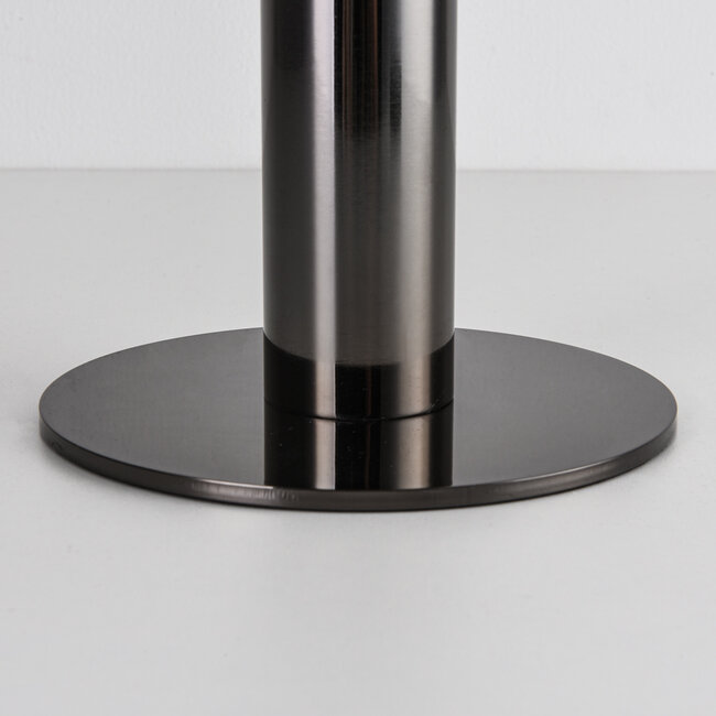 Lampa stołowa akumulatorowa Zarya czarny chrom ze ściemniaczem dotykowym, mlecznobiałe szkło i stacja ładująca