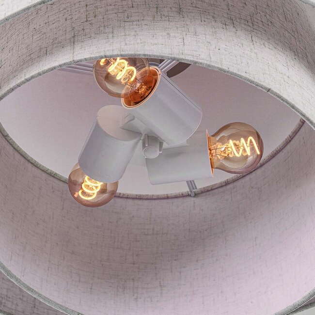 Nowoczesna lampa sufitowa Neroi beżowa z trzema warstwowymi lnianymi kloszami