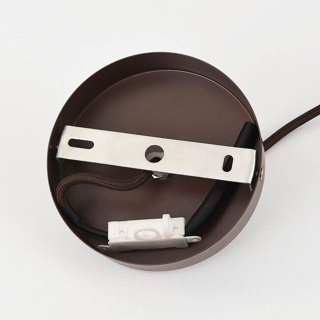 Lampa wisząca Zavon z warstwowym kloszem z tkaniny w kolorze ciemnobrązowym