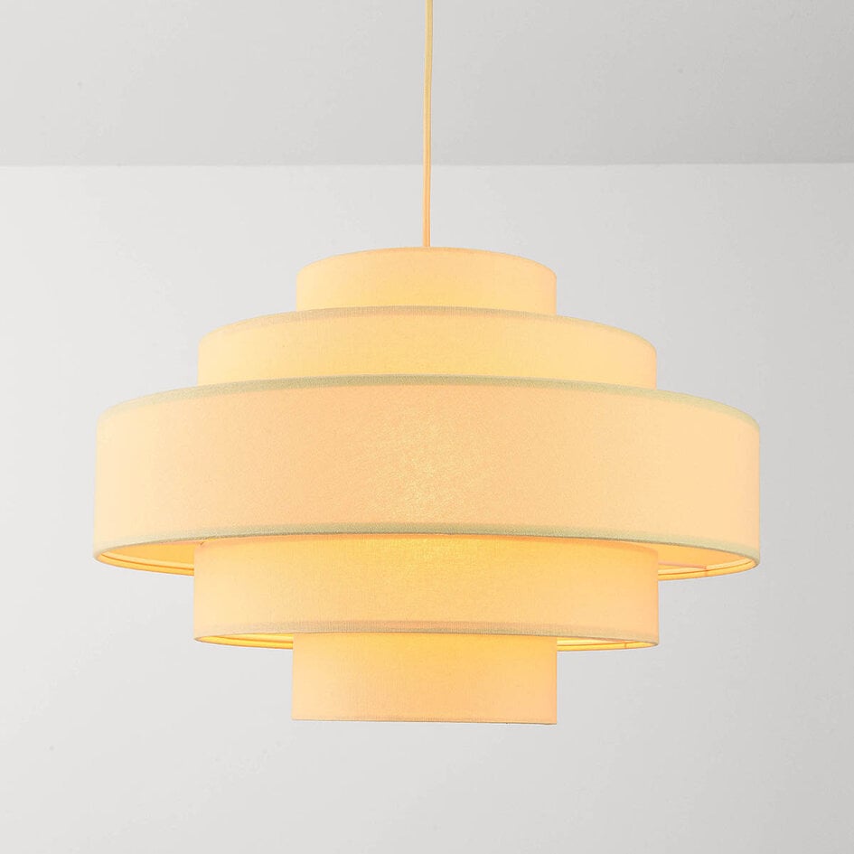 Lampa wisząca Zavon z warstwowym kloszem w kolorze delikatny żółty
