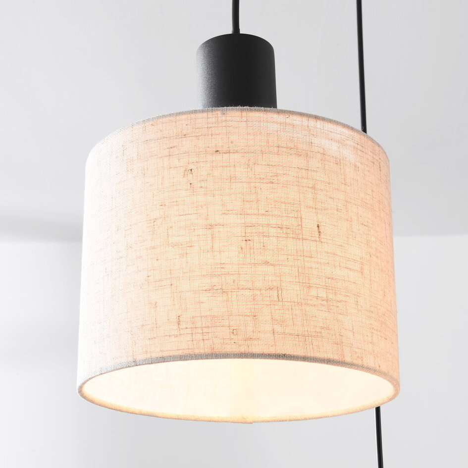 3 światła lampa wisząca Linne z okrągłymi kloszami z beżowego lnu