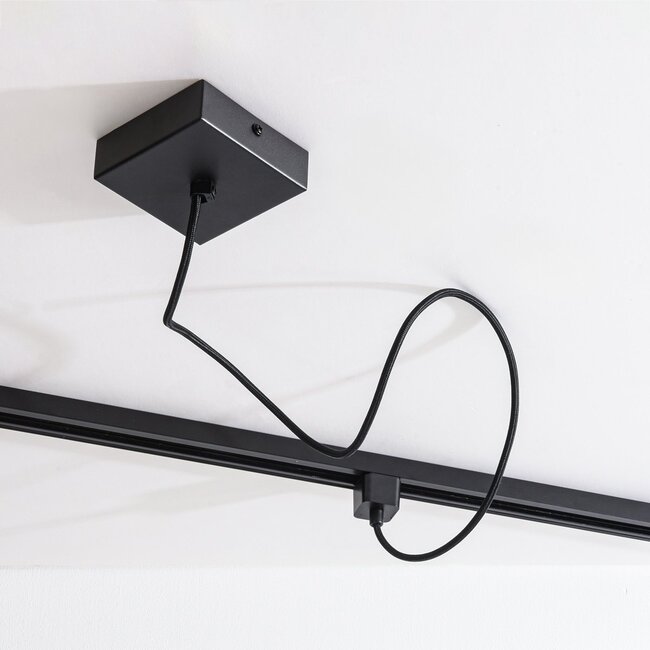 Zasilanie do systemu szynowego 1-fazowego z maskownicą sufitową – czarne (okrągłe lub kwadratowe)