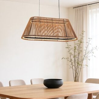 3-stopniowo ściemnialne lampa wisząca Selara z plecionym kloszem w naturalnym kolorze