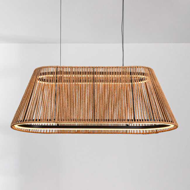 3-stopniowo ściemnialne lampa wisząca Selara z plecionym kloszem w naturalnym kolorze