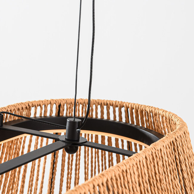 3-stopniowo ściemnialne lampa wisząca Selara z plecionym kloszem w naturalnym kolorze