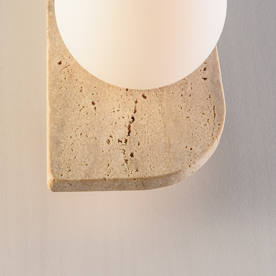 Kinkiet 2-światła Artea z trawertynu (kamień naturalny) ze szklanymi kulami