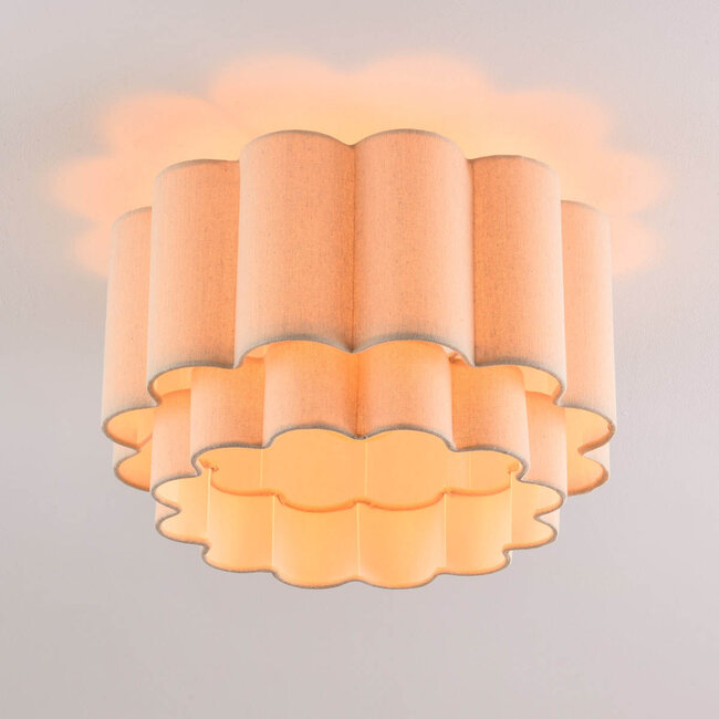 Lampa sufitowa Hora z dwuwarstwowym lnianym kloszem - beżowa