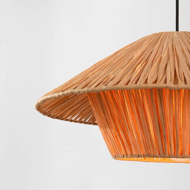 Lampa wisząca Raffina z warstwowego papieru rafia