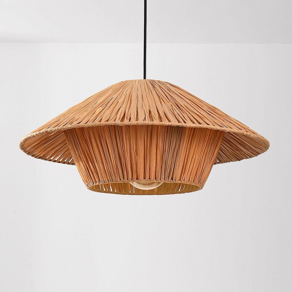 Lampa wisząca Raffina z warstwowego papieru rafia